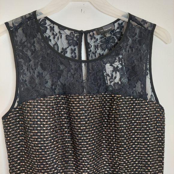 The Limited Women's Size 2 Black Dress Gold Copper Metallic Lace Sleeveless - Picture 3 of 11